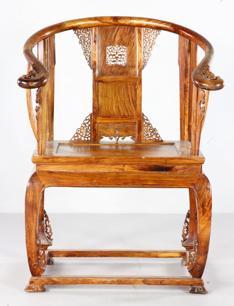 Appraisal: - Carved Chinese Chair Carved Chinese chair h seat h