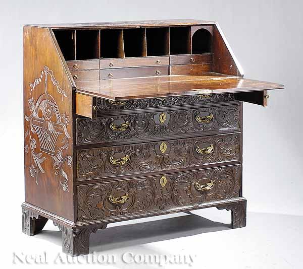 Appraisal: A Georgian Mahogany Bureau late th c the slant front