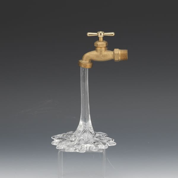 Appraisal: ART GLASS FAUCET SCULPTURE H Sculpture of a faucet with