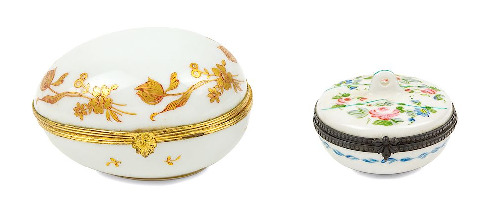 Appraisal: Two Limoges Porcelain Boxes TH CENTURY on Two Limoges Porcelain