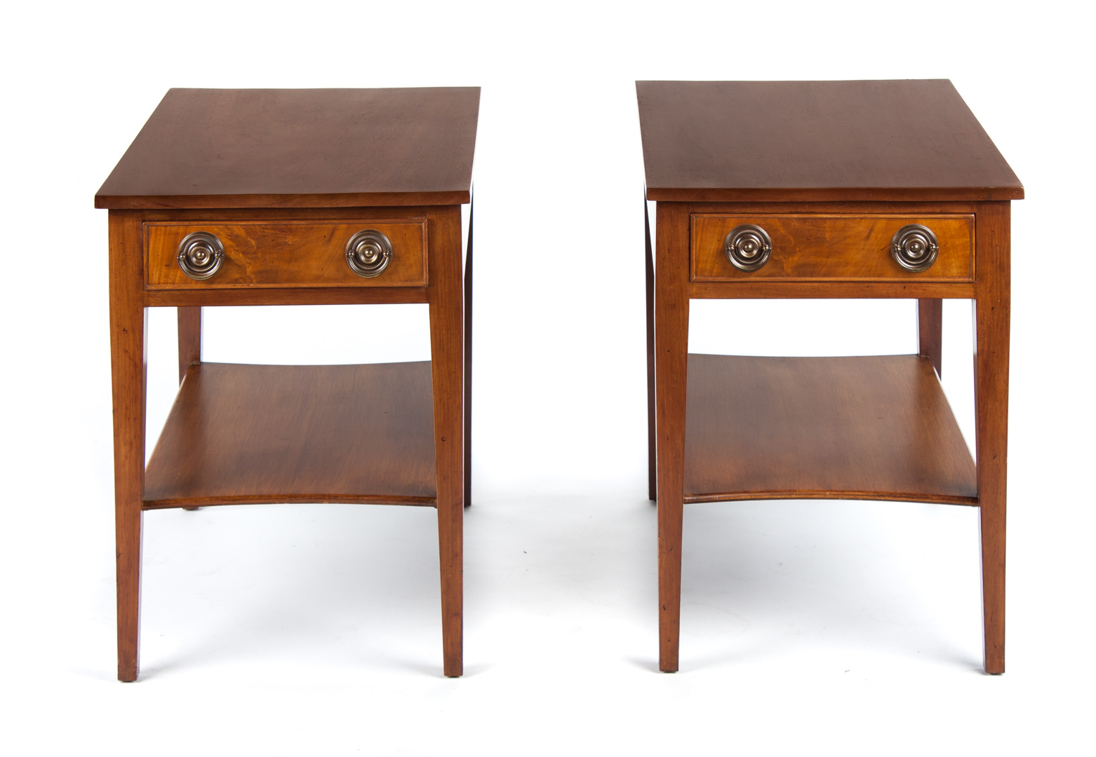 Appraisal: Pair of Potthast Bros mahogany side tables mid- th century