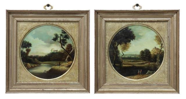 Appraisal: lot of Framed oil on board paintings Italianate Landscapes signed