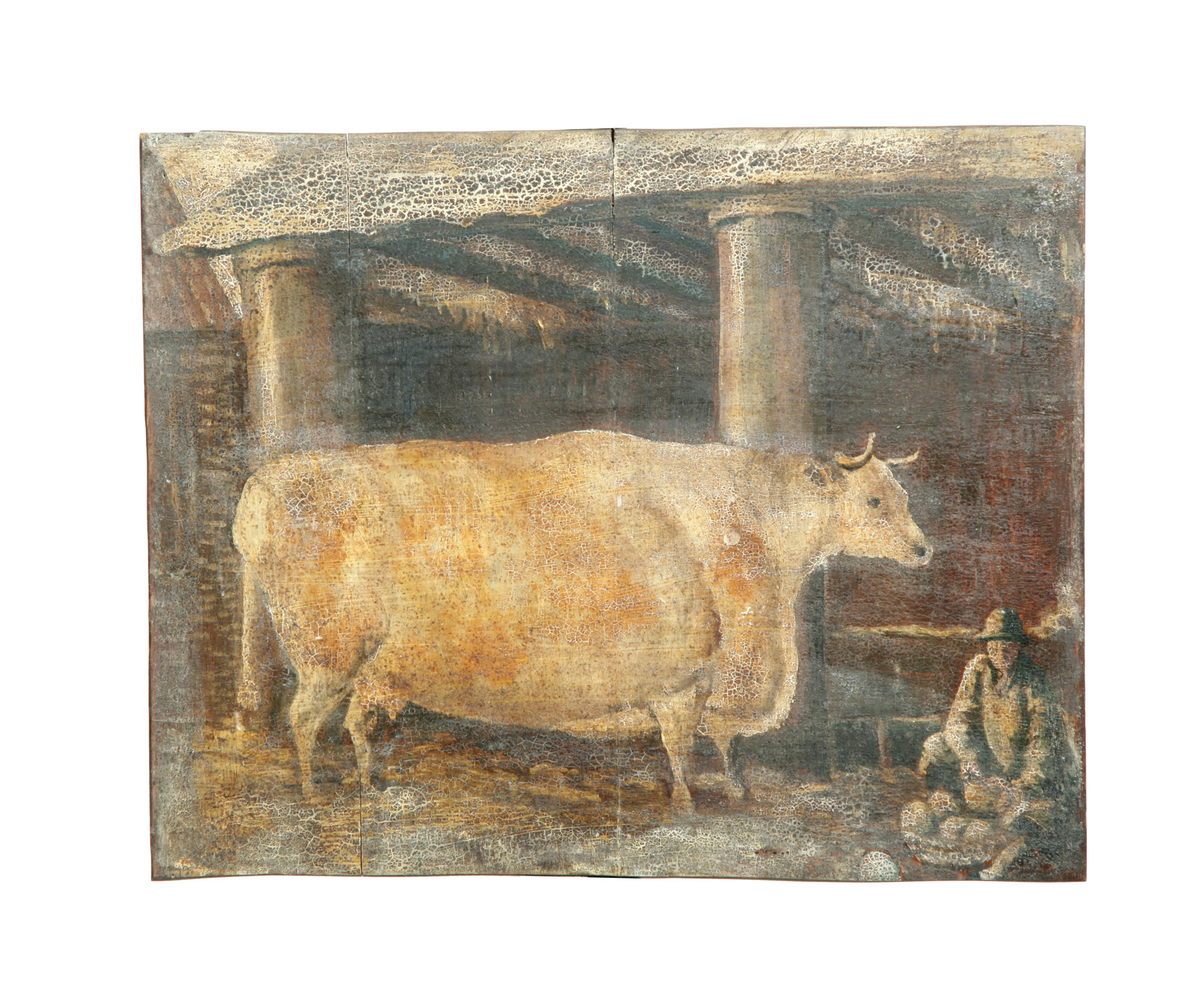 Appraisal: PORTRAIT OF A COW AMERICAN SCHOOL TH CENTURY Oil on