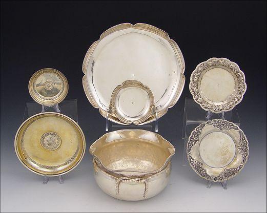 Appraisal: ESTATE COLLECTION SILVER BOWL TRAYS To include silver tray with