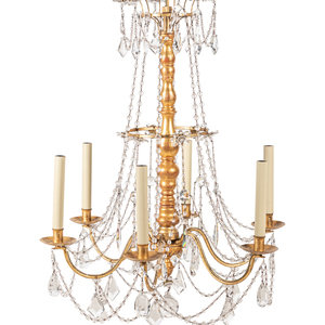 Appraisal: An Italian Giltwood and T le Six-Light Chandelier Late th