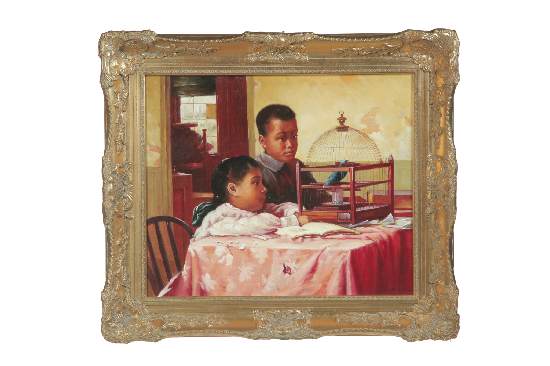 Appraisal: PORTRAIT OF TWO CHILDREN SIGNED G A CAMINI AMERICAN LATE