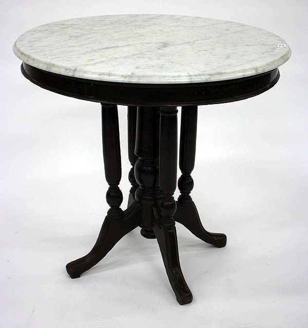 Appraisal: A CIRCULAR MARBLE TOPPED OCCASIONAL TABLE with pilaster column support