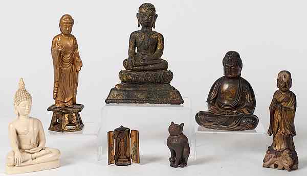 Appraisal: Chinese Buddhas Plus Chinese a collection of six buddhas including