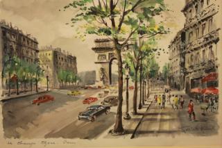 Appraisal: Signed th C Paris Street Scene W c Signed th