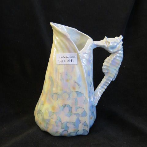 Appraisal: Royal Bayreuth Shell Pitcher seahorse handle irridescent signed excellent