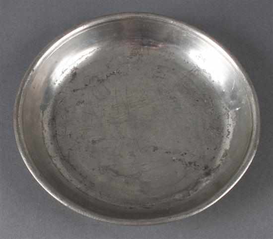 Appraisal: German pewter basin late th century Hebrew inscribed on verso