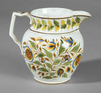 Appraisal: Pearlware cream pitcher densely decorated with blue and orange flowers