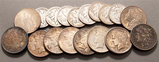 Appraisal: Three Morgan and seven Peace type silver Dollars various dates