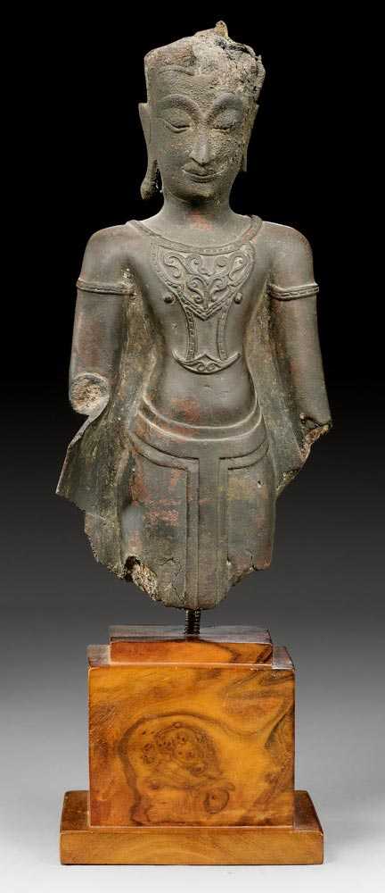 Appraisal: A BRONZE STANDING BUDDHA Thailand Ayutthaya ca th ct Height