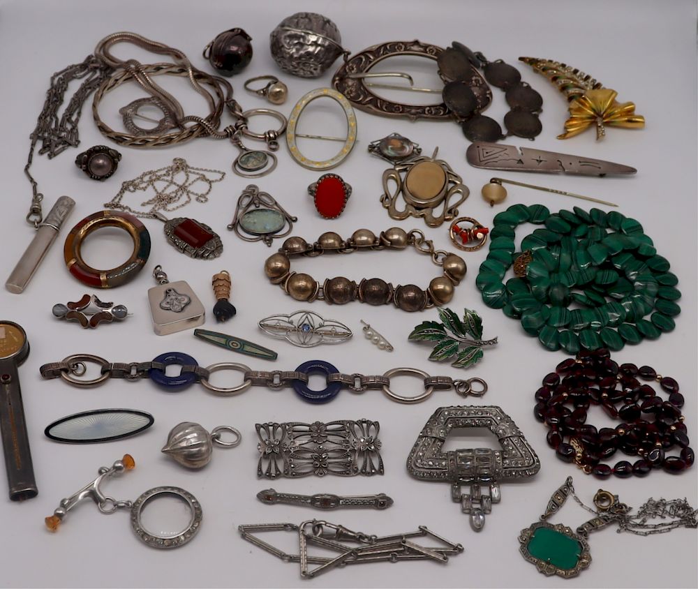 Appraisal: JEWELRY Assorted Vintage Jewelry Grouping Includes a Georg Jensen sterling