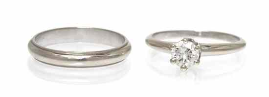 Appraisal: A Karat White Gold and Diamond Ring Set consisting of