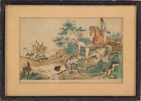 Appraisal: TWO FRAMED PRINTS FOX-HUNTING AND THE HUNTER S JOY The