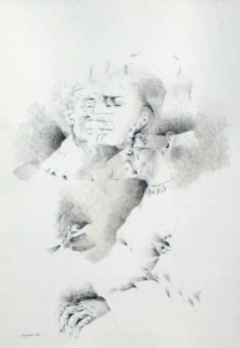 Appraisal: GALVEZ Byron Mexican - Facial Studies Ink Drawing '' x