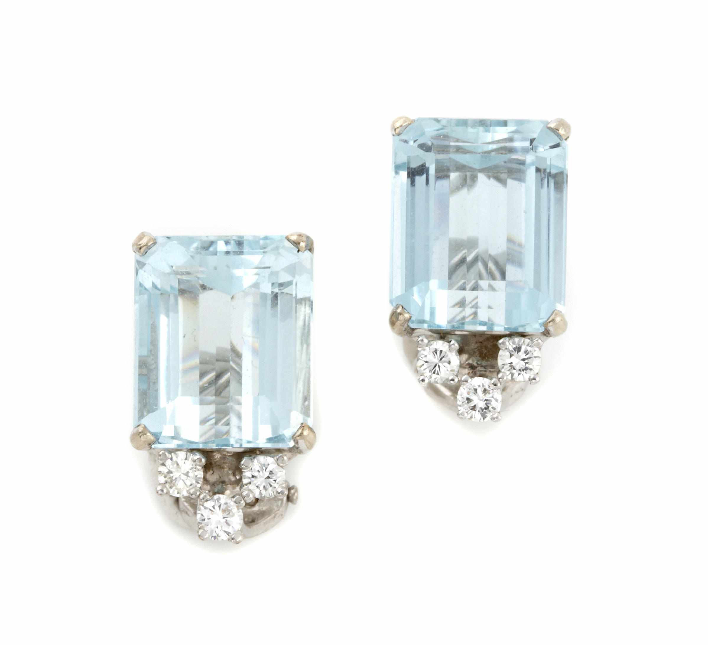 Appraisal: A pair of aquamarine diamond and k white gold earrings