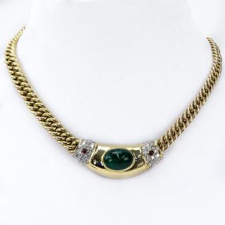 Appraisal: Vintage Bulgari style Carat Cabochon Emerald Carat Pave Set Round