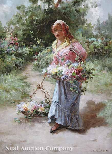 Appraisal: J Charles Arter American - Flower Girl oil on canvas