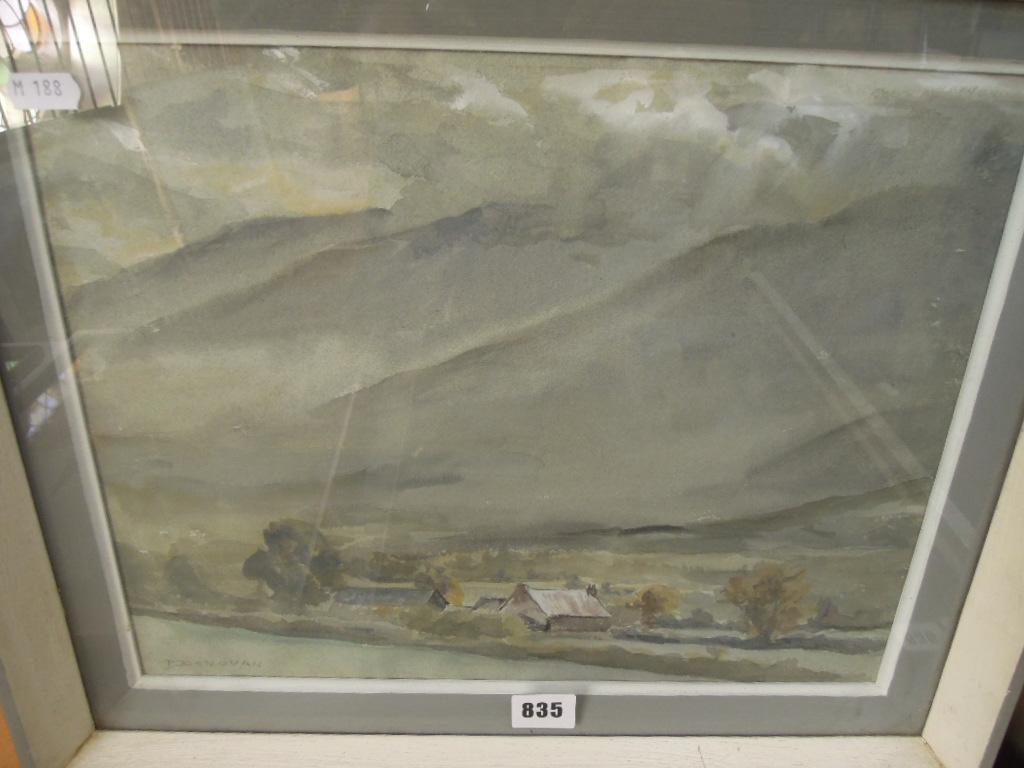 Appraisal: A watercolour by Phoebe Donovan of a mountainous landscape with