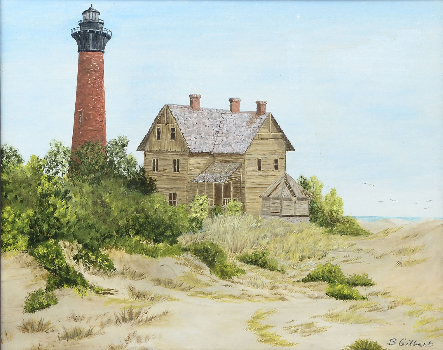 Appraisal: PAINTING OF OUTER BANKS LIGHTHOUSE AND AUSTIN FAMILY STORE The