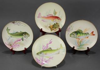 Appraisal: lot of Limoges hand painted and signed fish plates th