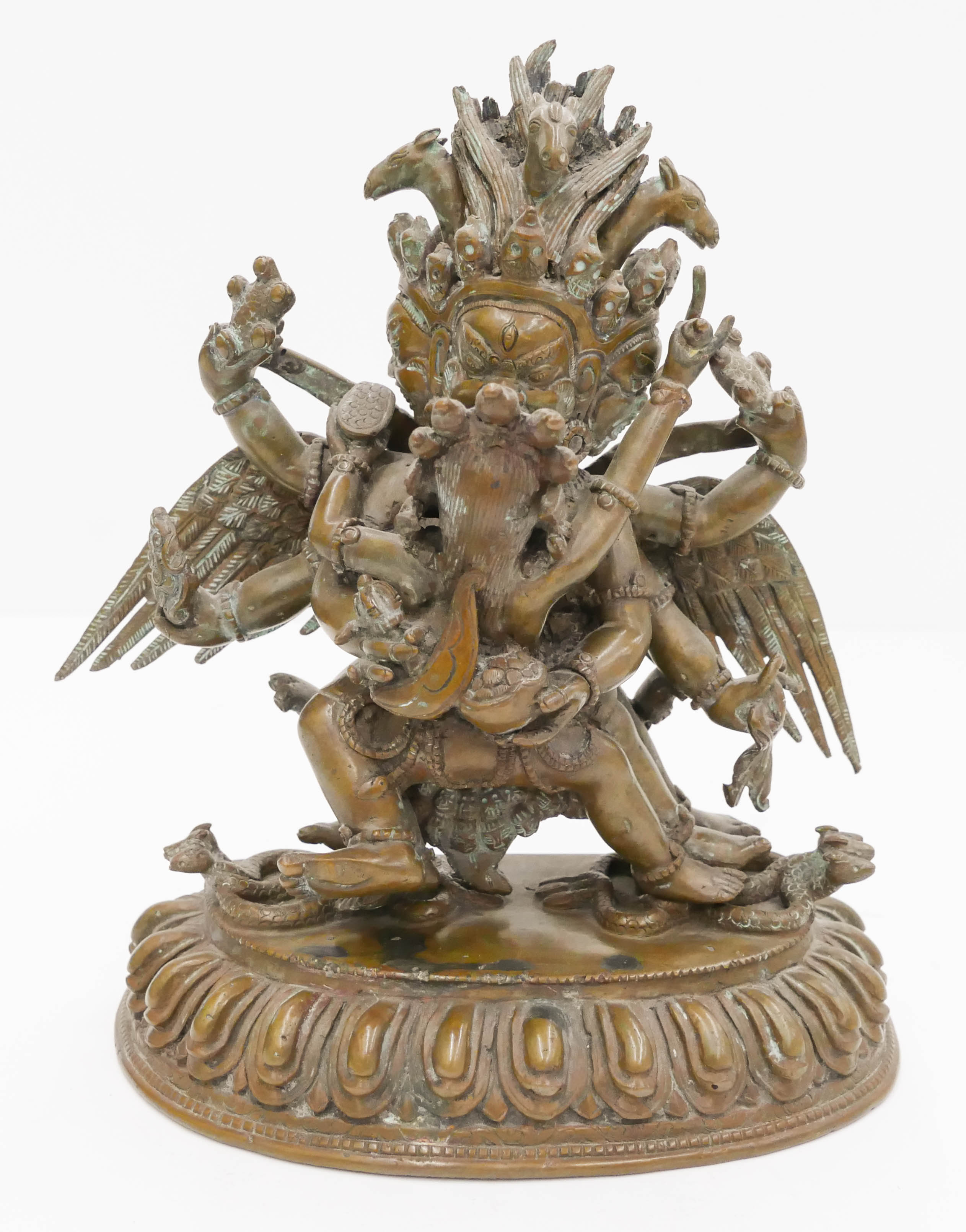 Appraisal: Tibetan th Cent Bronze Hayagriva with Yab-Yum ''x '' Winged