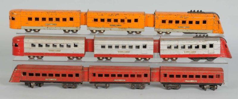 Appraisal: Lot of Lionel O-Gauge Passenger Sets Description Pre-war Includes three