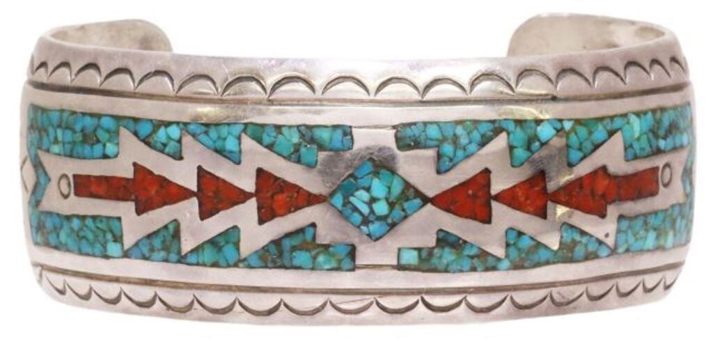 Appraisal: Native American silver content unknown cuff bracelet James Willie and