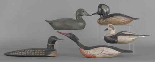 Appraisal: Five contemporary duck decoys longest -