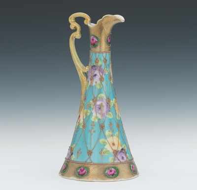 Appraisal: A Nippon Style Moriage Decorated Ewer Tall tapering porcelain ewer