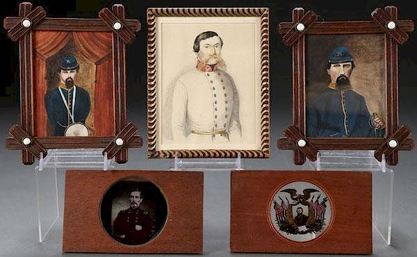 Appraisal: THREE CIVIL WAR RELATED MILITARY PORTRAITS THREE CIVIL WAR RELATED