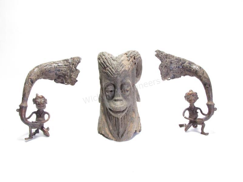 Appraisal: A group of African decor including a fiberglass molded horned