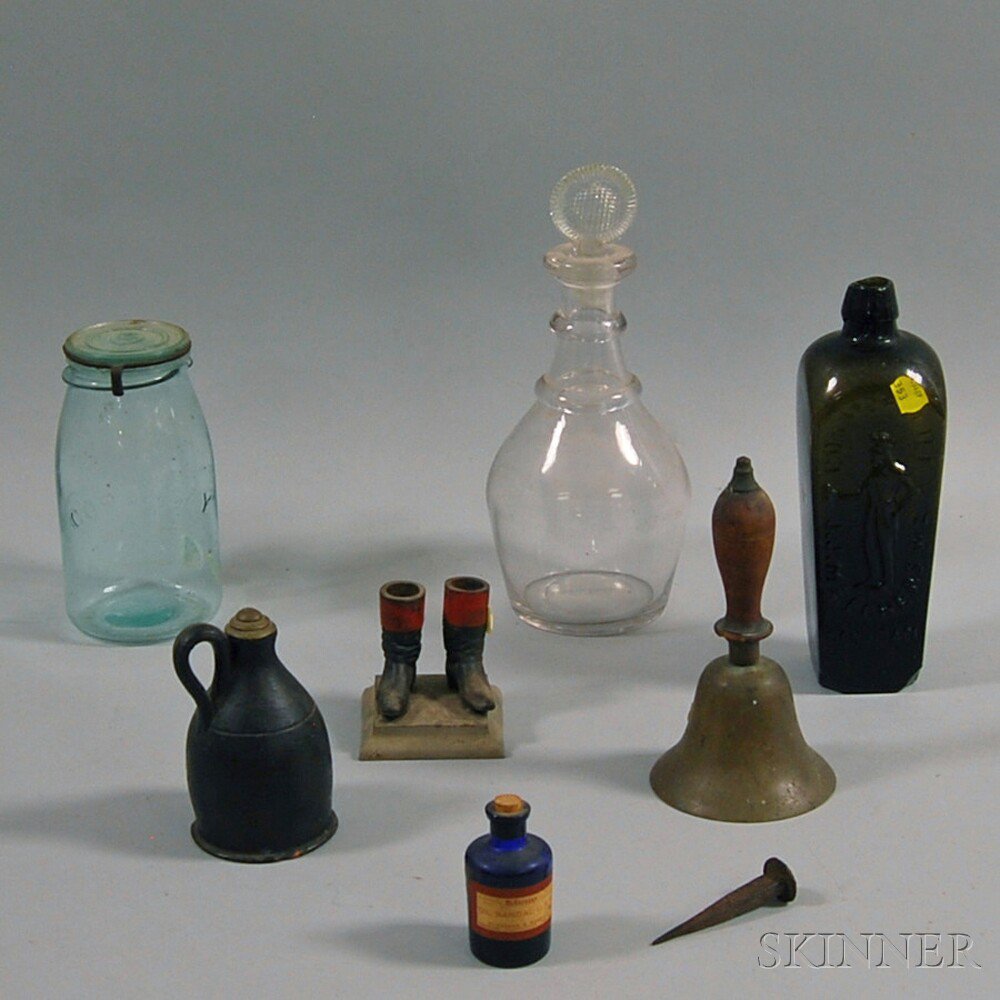 Appraisal: Eight Decorative and Collectible Items including a German mold-blown gin