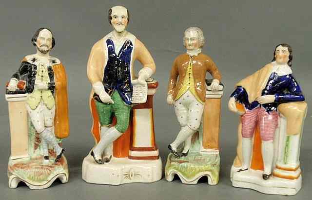 Appraisal: Four th c Staffordshire figures of literary men tallest h