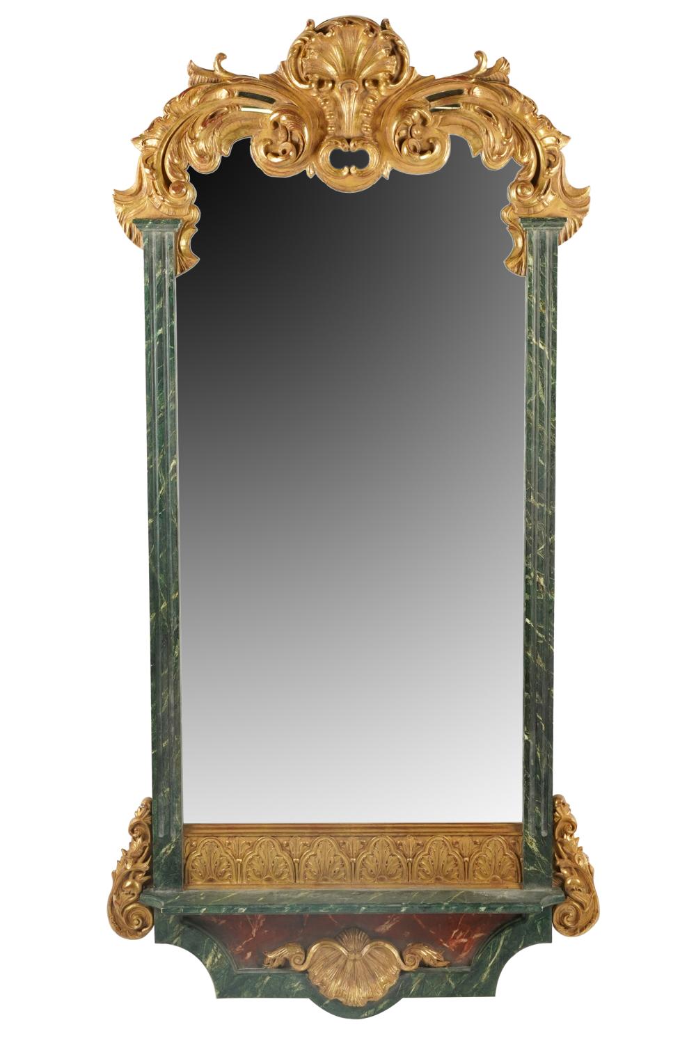 Appraisal: VENETIAN STYLE PAINTED PARCEL GILT MIRRORwith faux marble finish Condition