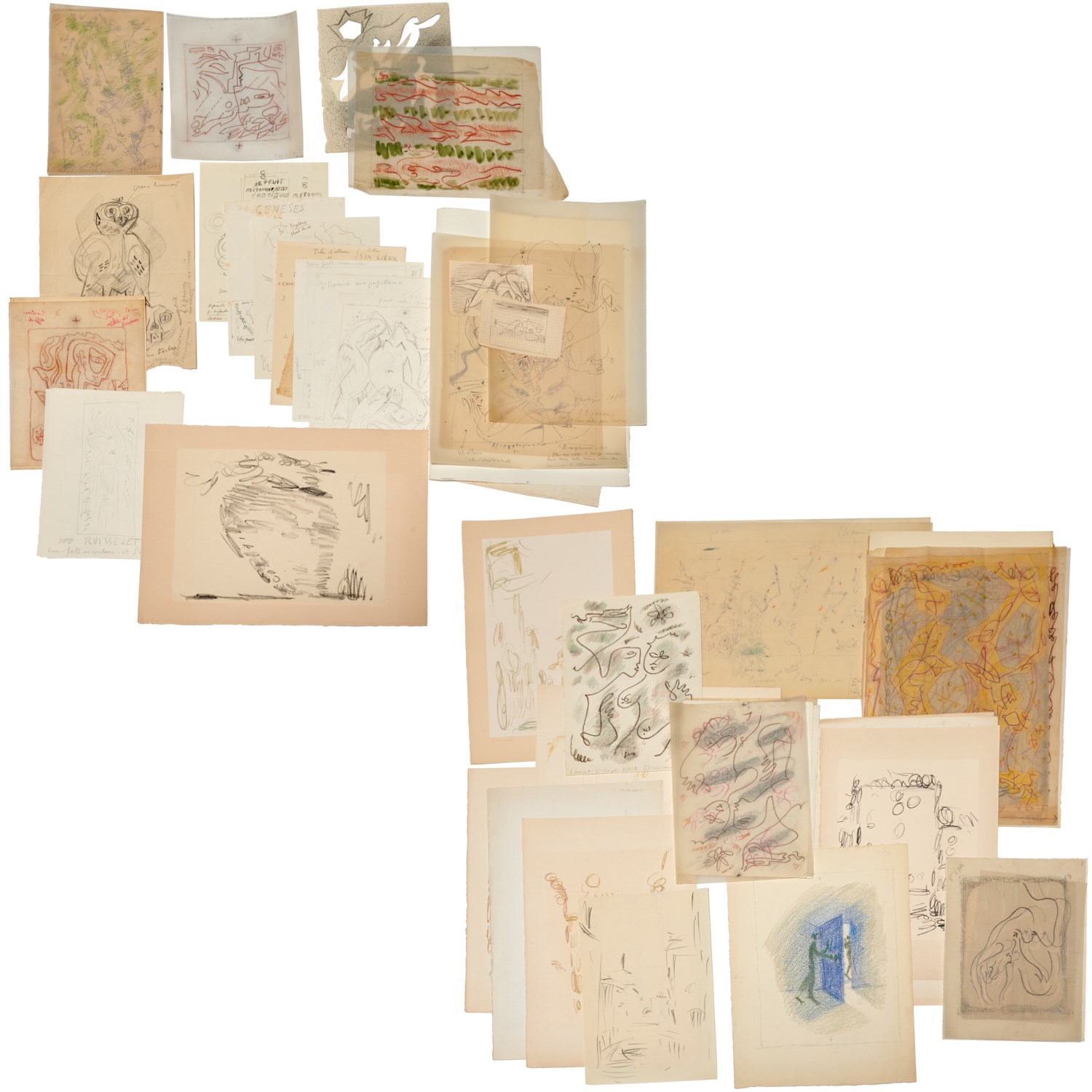 Appraisal: ANDRE MASSON ARCHIVE OF SKETCHES AND DRAWINGS French - mixed