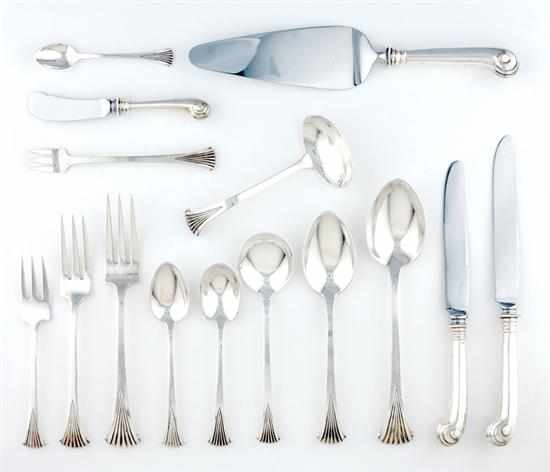 Appraisal: Tuttle sterling flatware service circa Onslow pattern engraved with initial