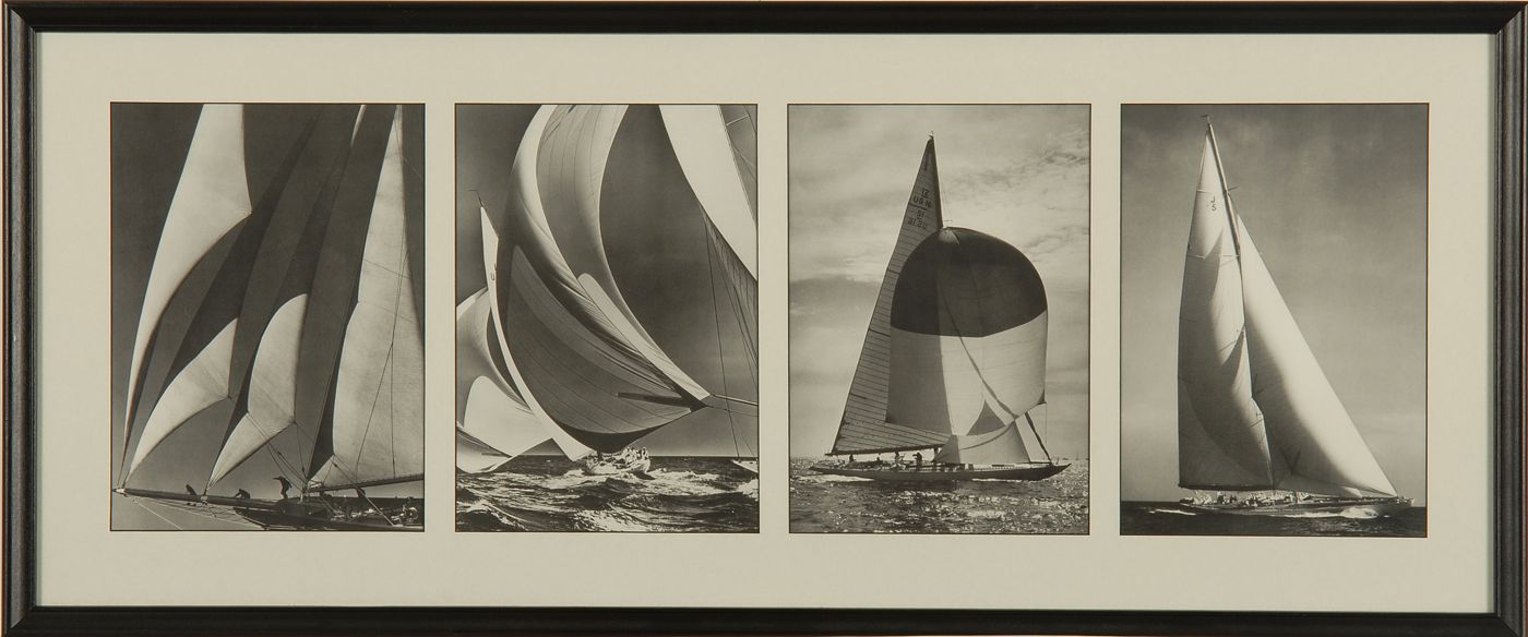 Appraisal: THREE FRAMED BLACK AND WHITE YACHT PHOTOGRAPHS Depicting the America's