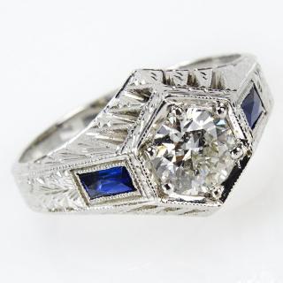 Appraisal: Circa Art Deco Approx Carat Round Cut Diamond and Karat