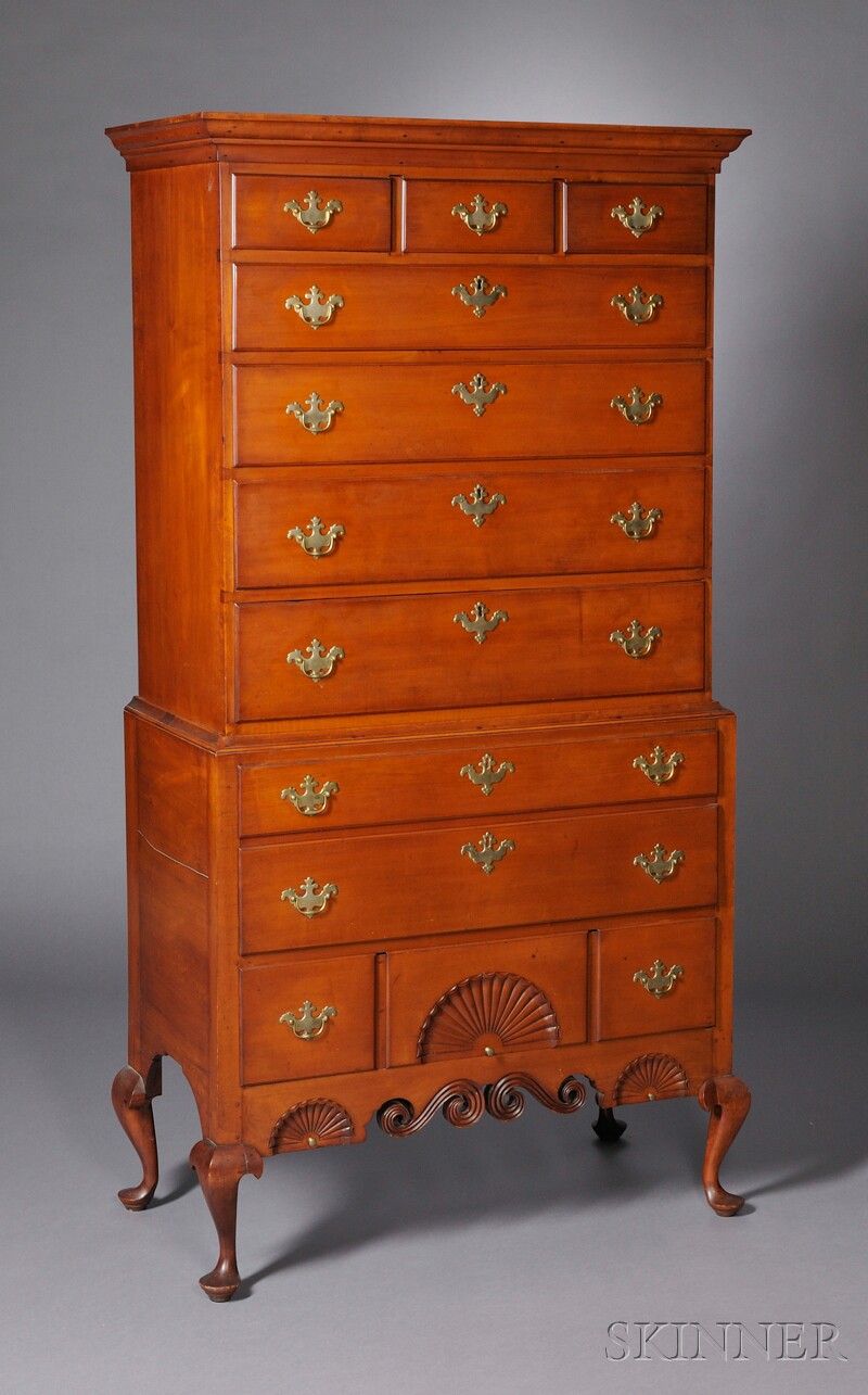 Appraisal: Carved Maple Chest-on-chest attributed to the Dunlap workshops southern New