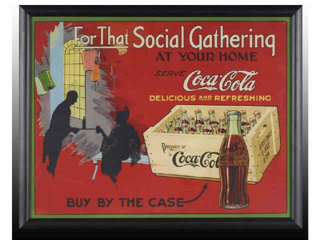 Appraisal: Rare Canadian Cardboard Coca-Cola Poster Description s Framed under glass