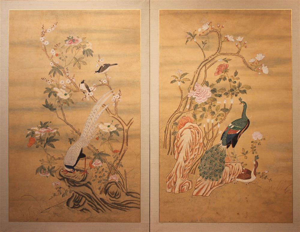 Appraisal: PAIR OF CHINESE PAINTINGS QING DYNASTY TH CENTURY Various Birds