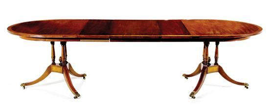 Appraisal: Federal style inlaid mahogany dining table Beacon Hill racetrack top