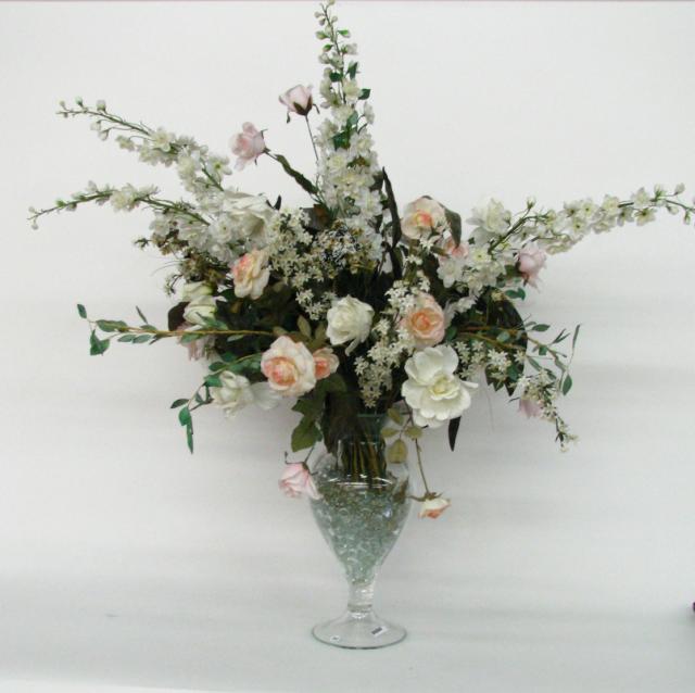 Appraisal: Large silk floral arrangement with pink and white flowers in