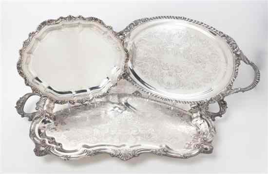 Appraisal: A Collection of Three Silverplate Trays comprising a rectangular handled