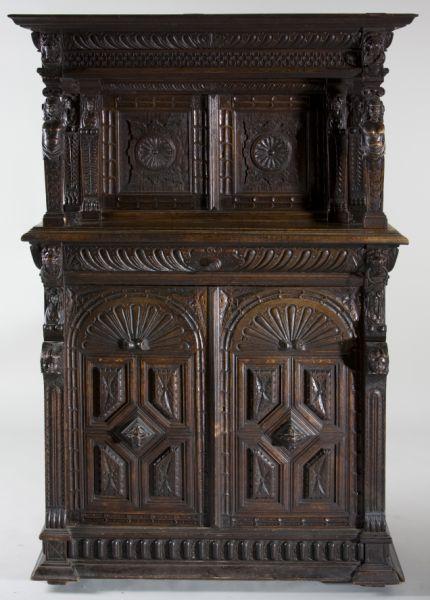 Appraisal: English Carved Oak Court Cupboard late th early th c