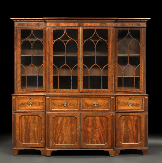 Appraisal: American Federal Mahogany Breakfront Bookcase fourth quarter th century in